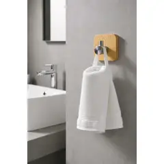 GENERICO - Colgador Perchero Pared Adhesivo 5cm Bambu Acero Inoxidable Bambú