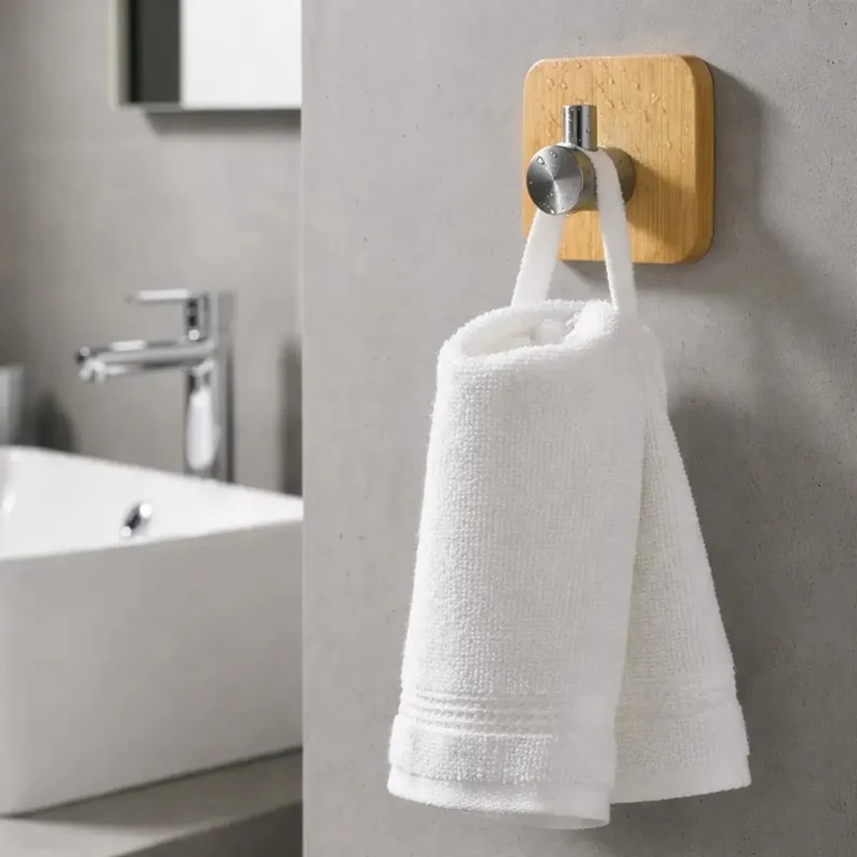 GENERICO - Colgador Perchero Pared Bambu Acero Inoxidable Adhesivo Bambú
