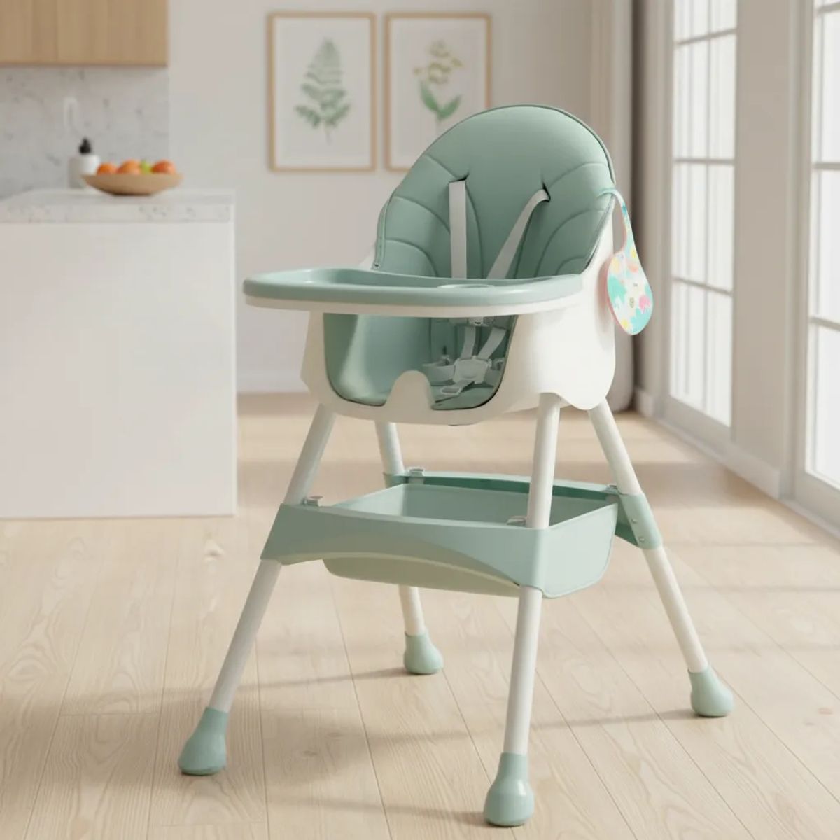 GENERICO - Silla De Comer Para Bebé Portátil Verde 2 En 1 Silla 2 En 1 Verde