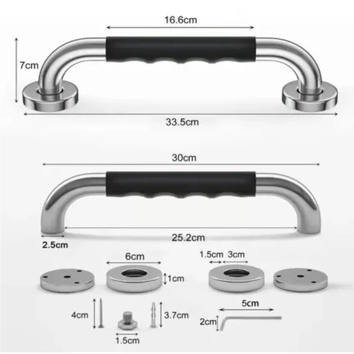 GENERICO - Barra de seguridad ducha acero inoxidable 30cm antideslizante BELUG
