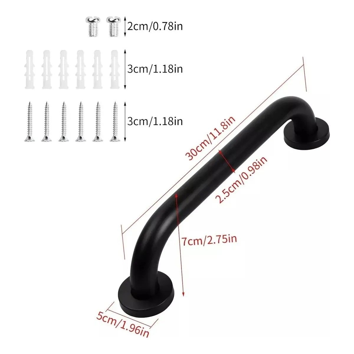 GENERICO - Barra De Seguridad Acero Inoxidable Negro Mate 30cm Negro BELUG