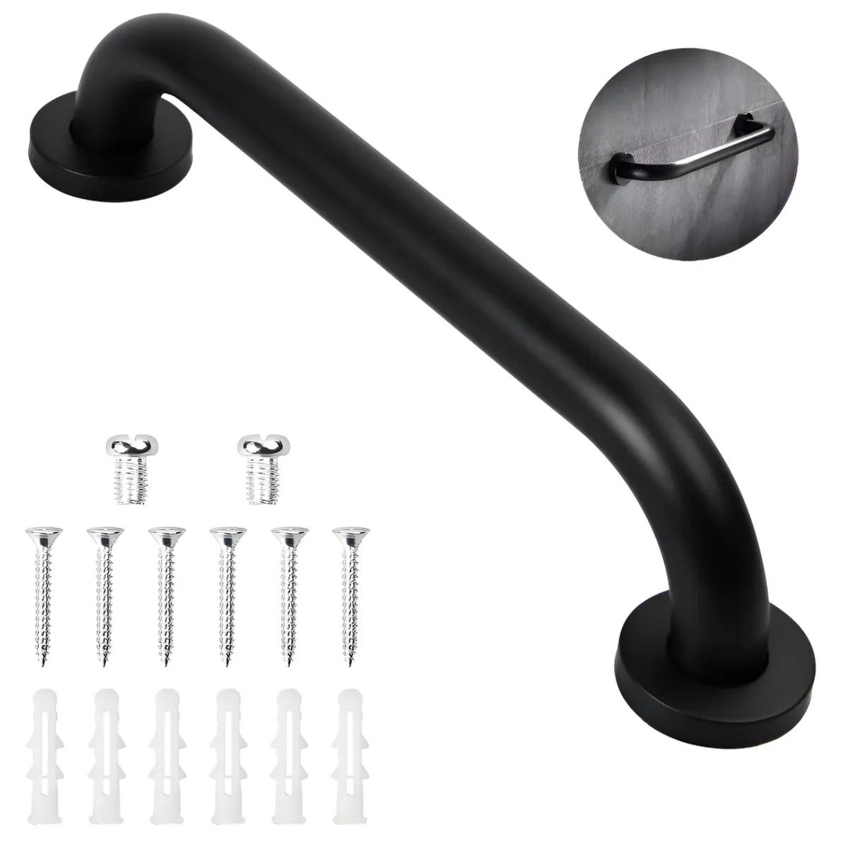 GENERICO - Barra De Seguridad Acero Inoxidable Negro Mate 30cm Negro BELUG