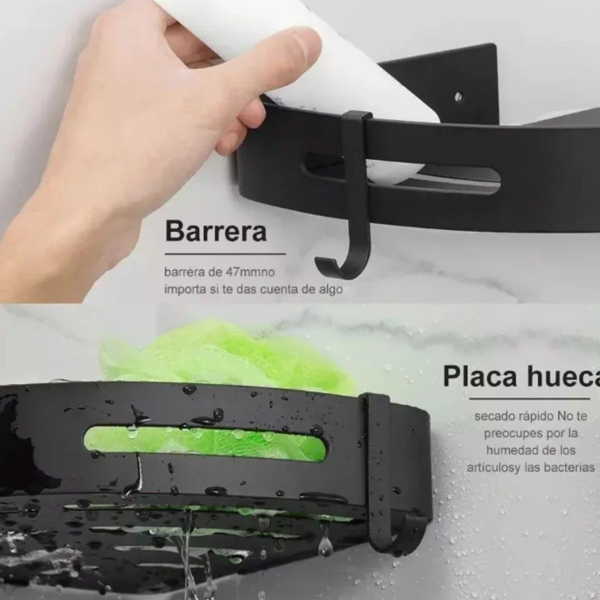 GENERICO - Organizadores Para Duchas Repisa Accesorios Para Baño 3pcs Negro BELUG