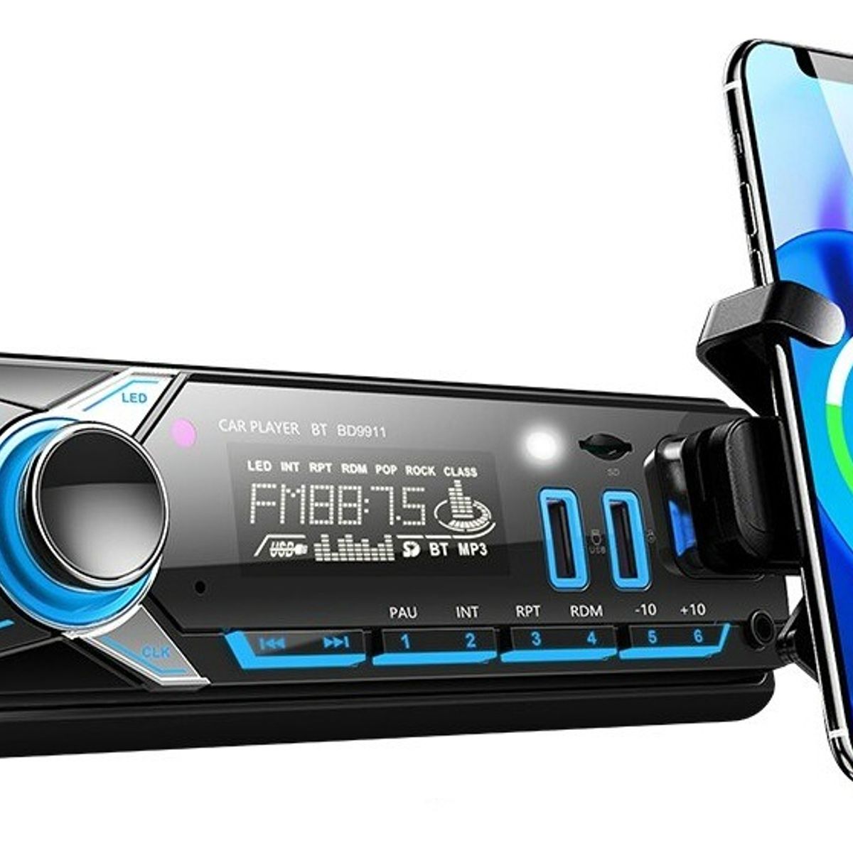 GENERICO - Radio De Auto 1 Din Bluetooth 2 Usb Car Studio App + Soporte