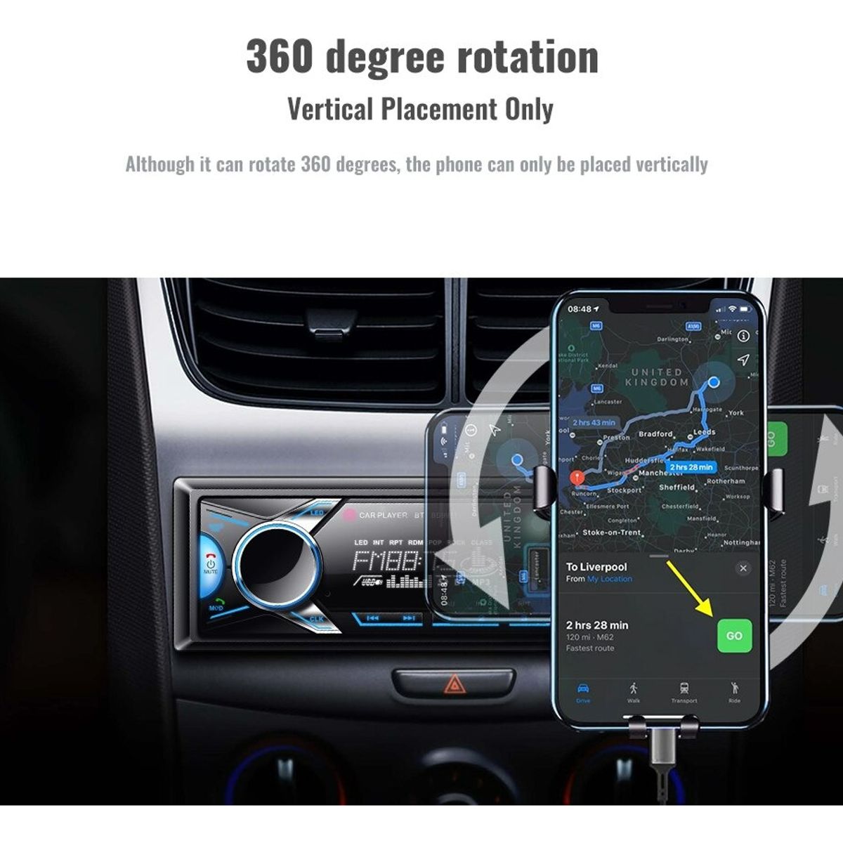 GENERICO - Radio De Auto 1 Din Bluetooth 2 Usb Car Studio App + Soporte
