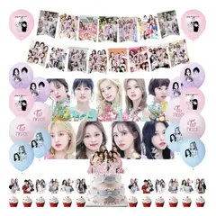 GENERICO - Kit Decoracion Cumpleaños Twice Fondo Kpop Globos Banner Tela
