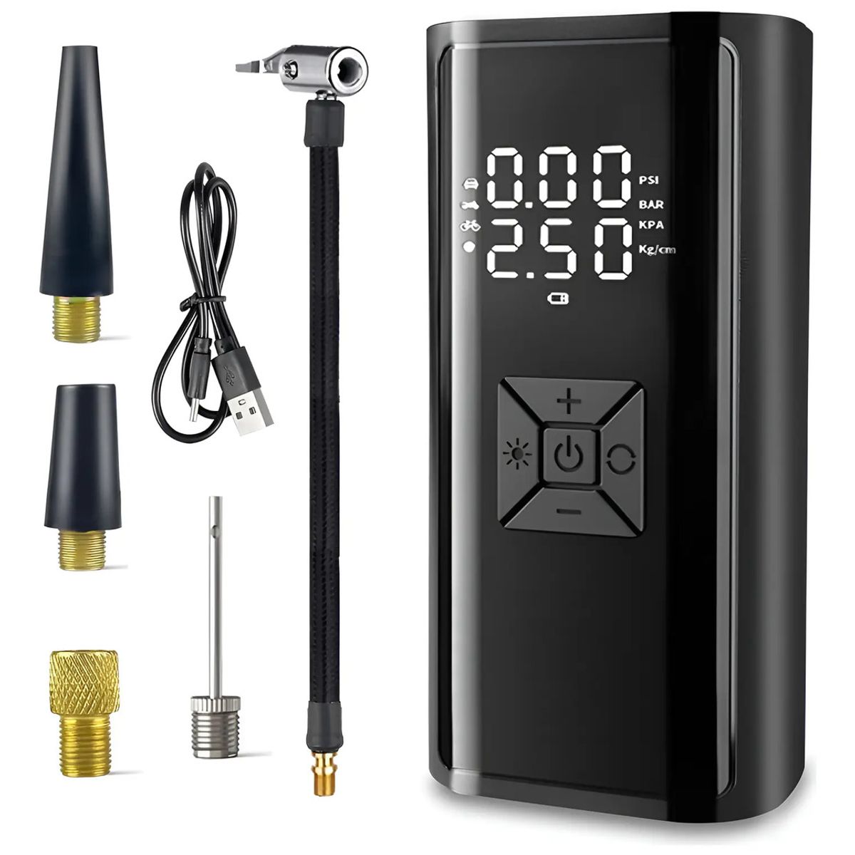 GENERICO - Compresor Aire 150psi Auto Moto Bicicleta Power Bank 3900mah Negro- 212099 90psi - 212099 Monofásica