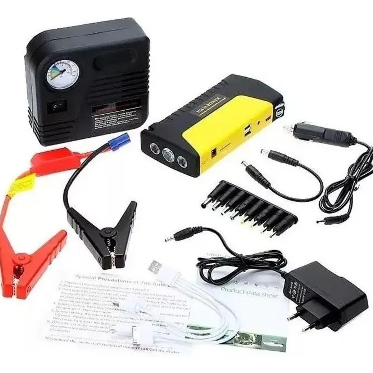 GENERICO - Partidor De Auto Batería Powerbank + Compresor 12v  209009