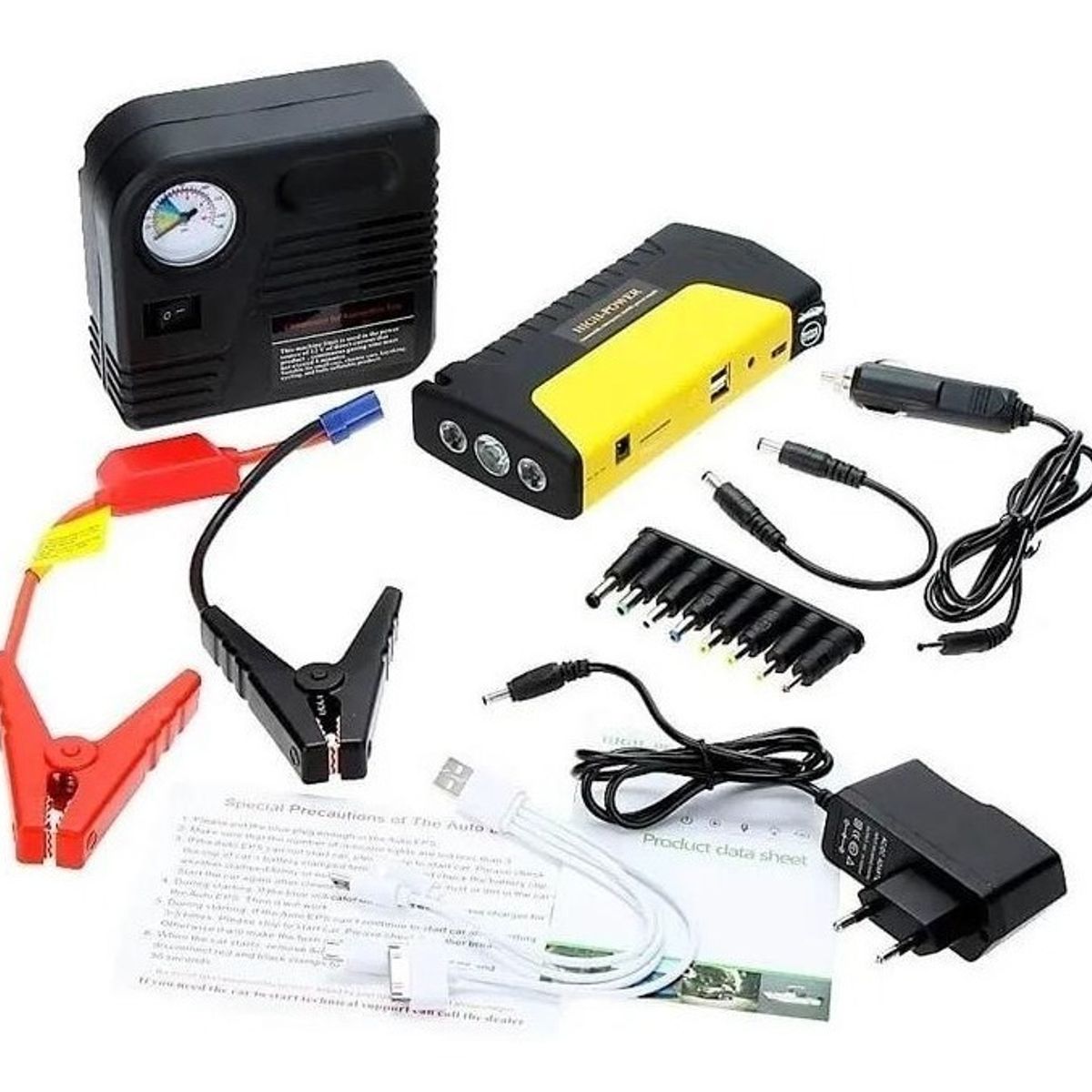 GENERICO - Partidor De Auto Batería Powerbank + Compresor 12v  209009