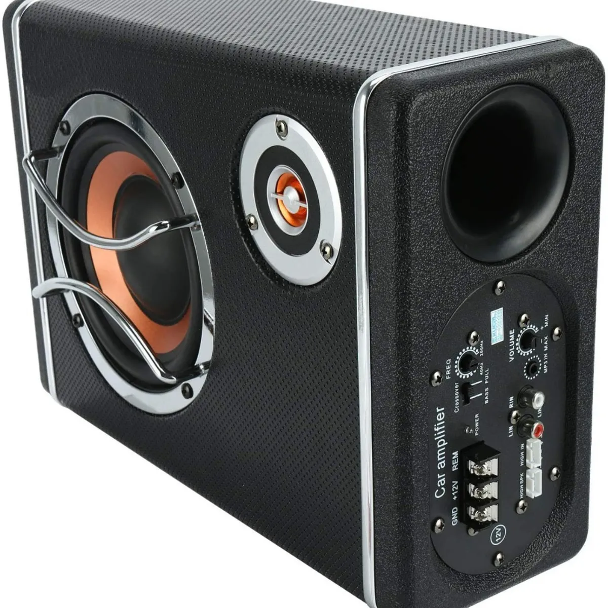 GENERICO - Subwoofer Plano Amplificador Parlante + Kit Instalación 12v Color Negro - 212032