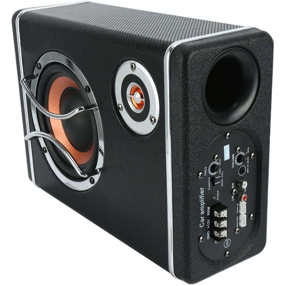 GENERICO - Subwoofer Plano Amplificador Parlante + Kit Instalación 12v Color Negro - 212032