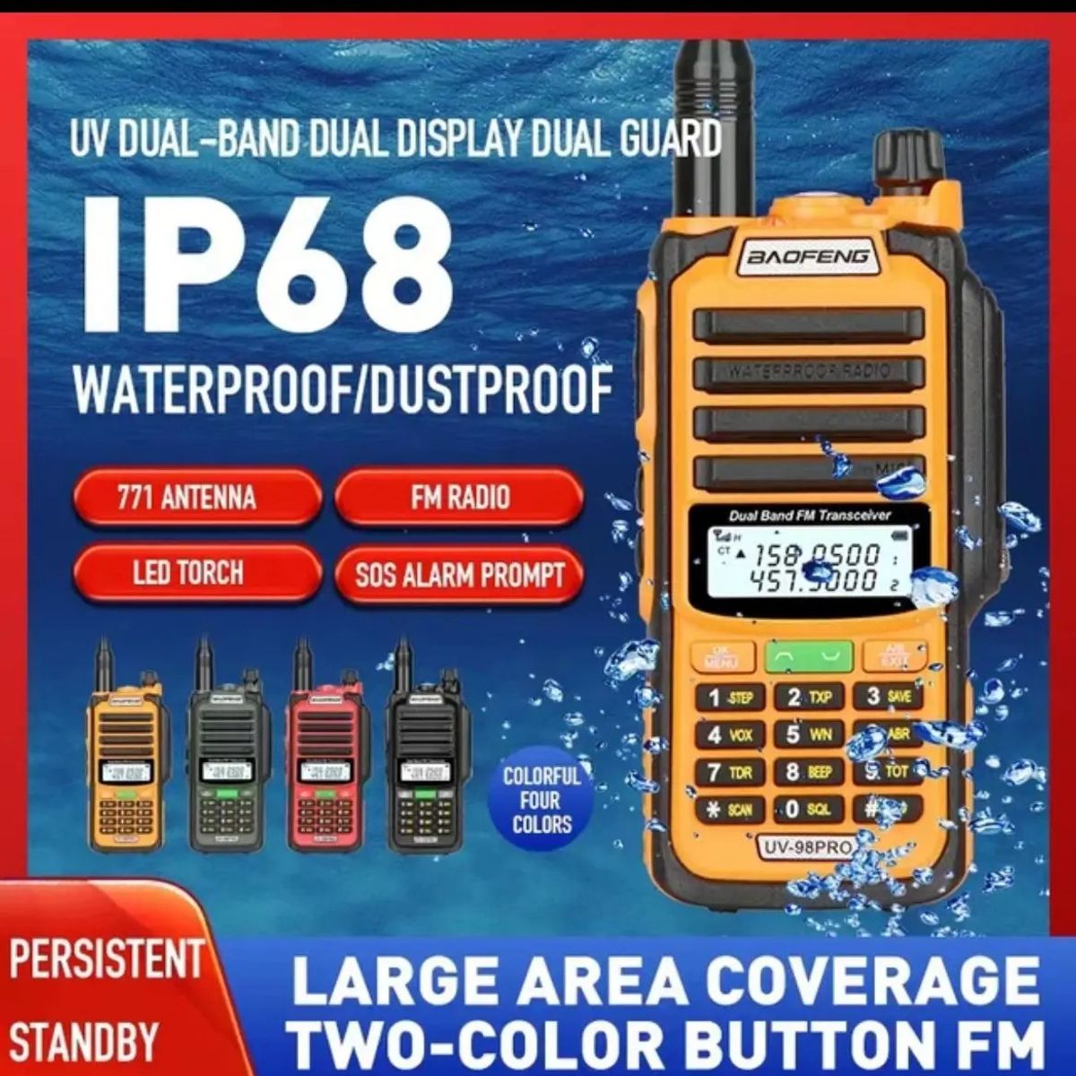 GENERICO - Baofeng-wt Uv98 Pro, Teclado Impermeable Ip68, Radio Fm Led Color Verde Oscuro