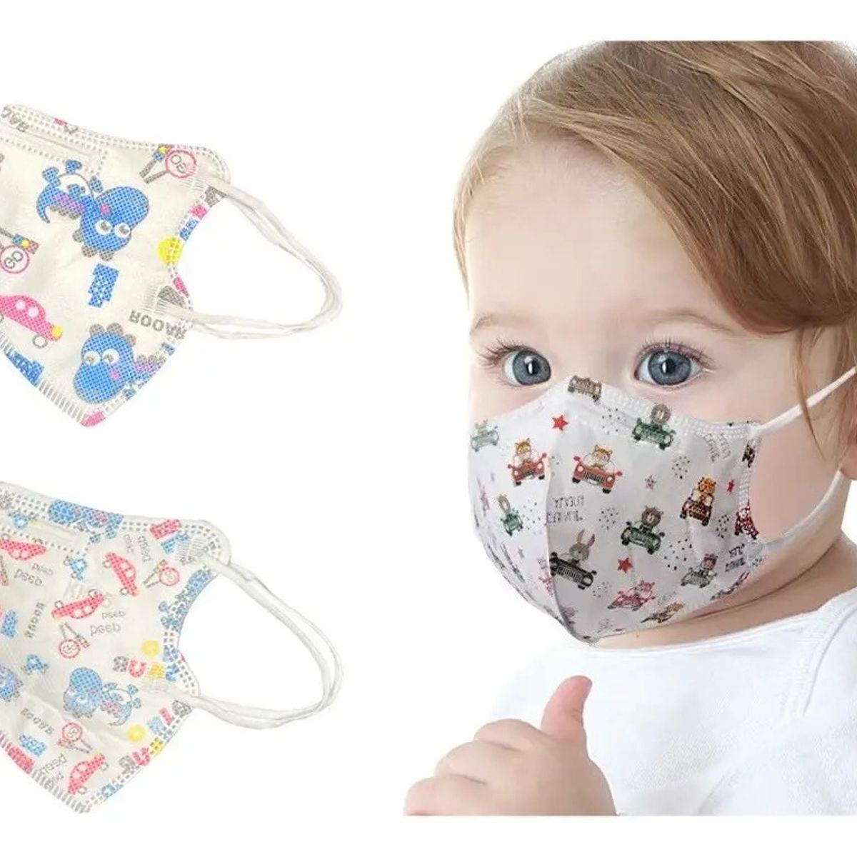 GENERICO - X10 Mascarillas Niños Con Diseño Kn95 5pliegues Reutilizable