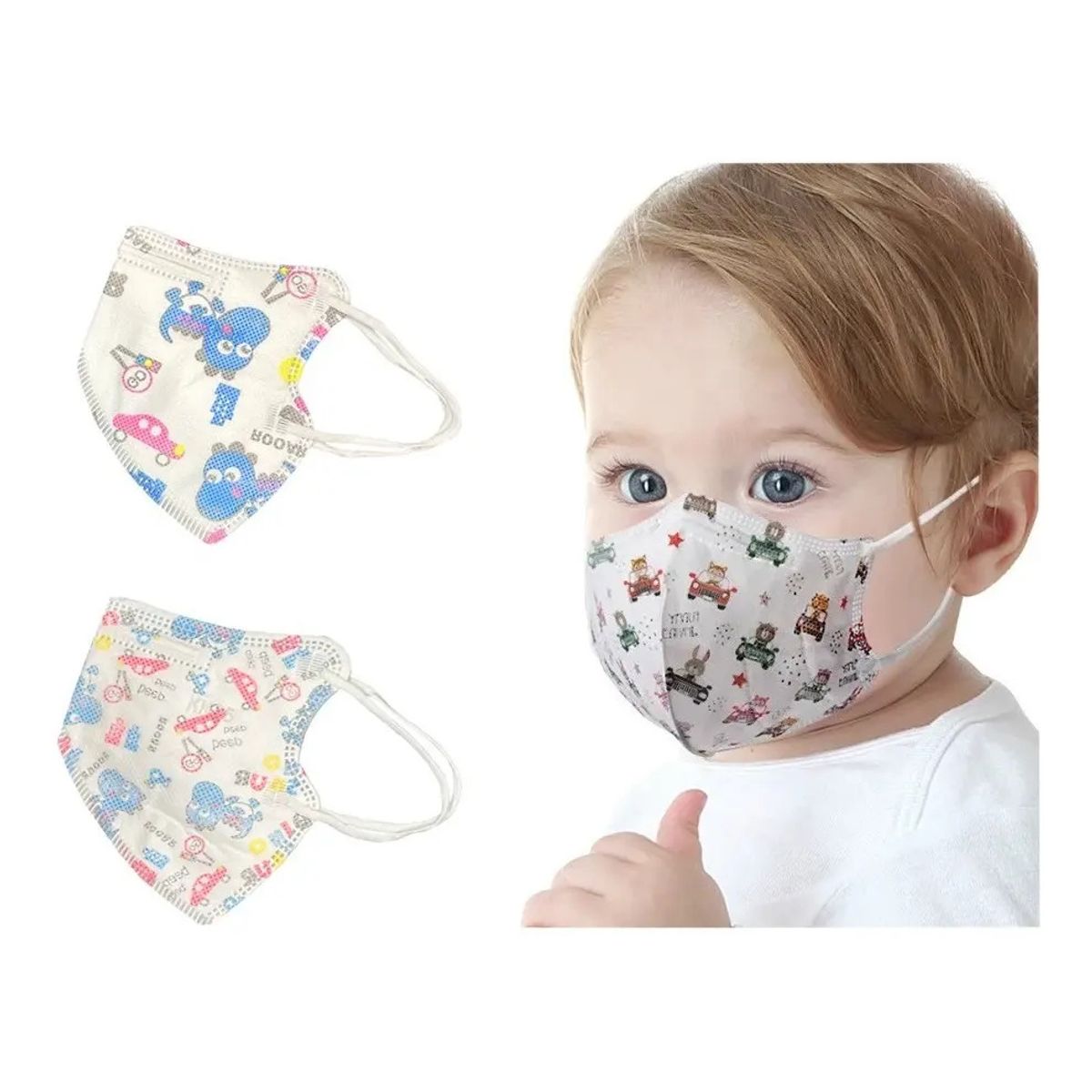 GENERICO - X10 Mascarillas Niños Con Diseño Kn95 5pliegues Reutilizable