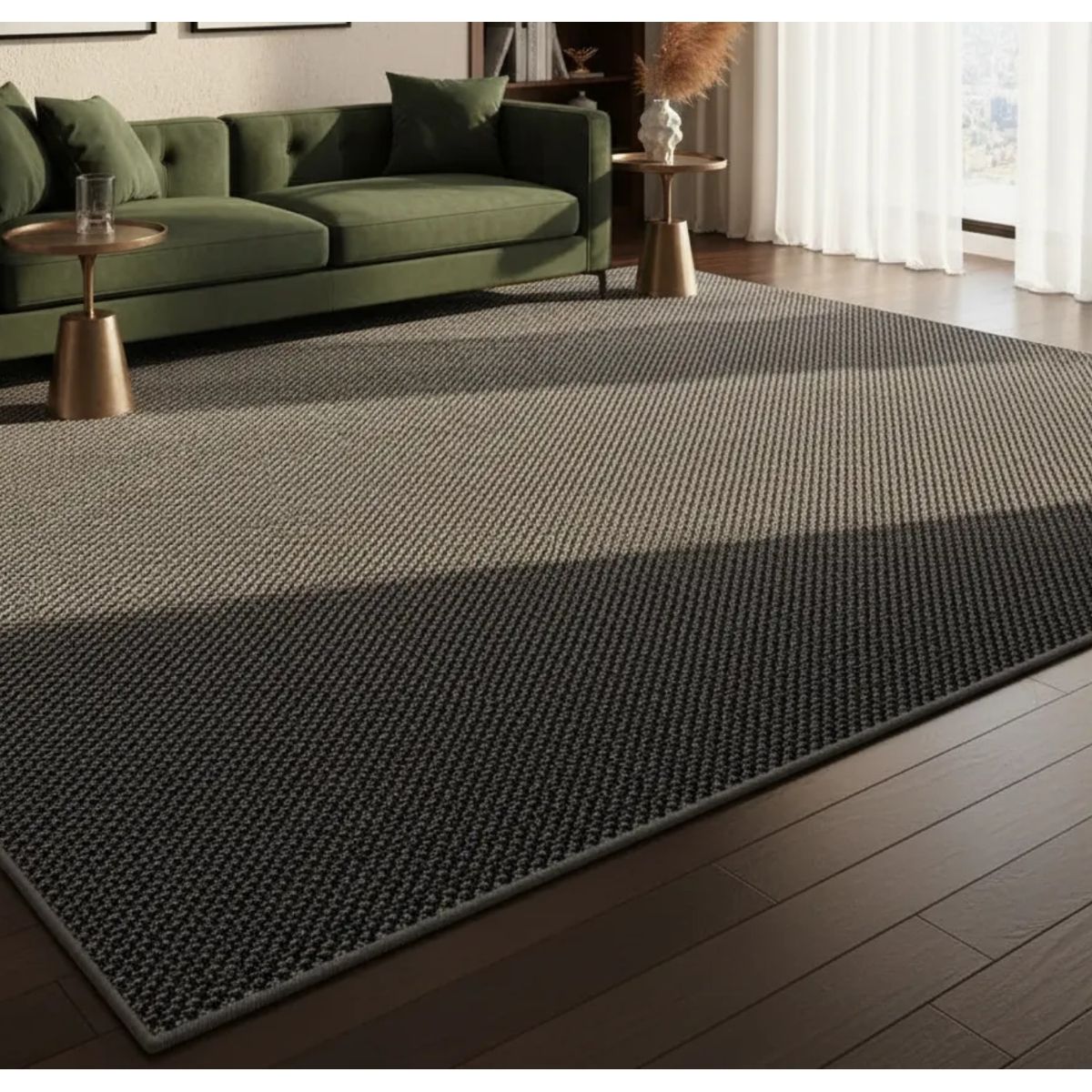 GENERICO - ALFOMBRA NEGRO TEXTURIZADA 160X200 DE ALTA CALIDAD MODERNA ELAGANTE WM