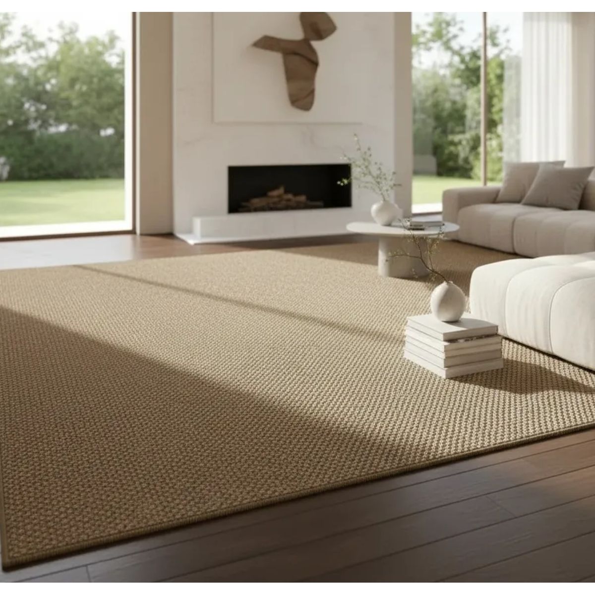 GENERICO - ALFOMBRA MARRON TEXTURIZADA 160X200 DE ALTA CALIDAD MODERNA ELAGANTE WM