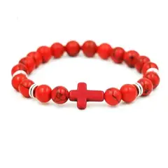 GENERICO - Pulsera De Piedra Jaspe Roja Hombre Y Mujer Moda Royal Madriz