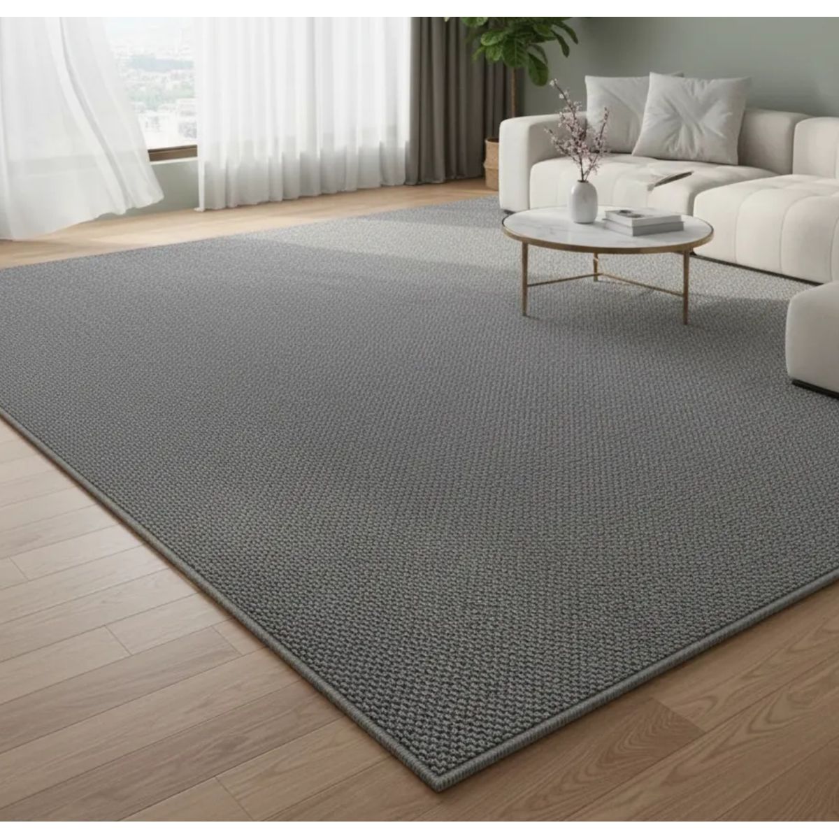 GENERICO - ALFOMBRA GRIS TEXTURIZADA 160X200 DE ALTA CALIDAD MODERNA ELAGANTE WM