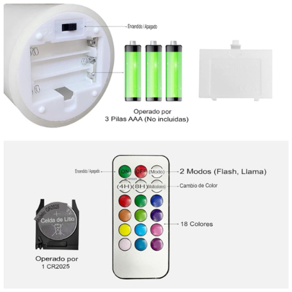 GENERICO - Set 3 Velas LED 12 Colores