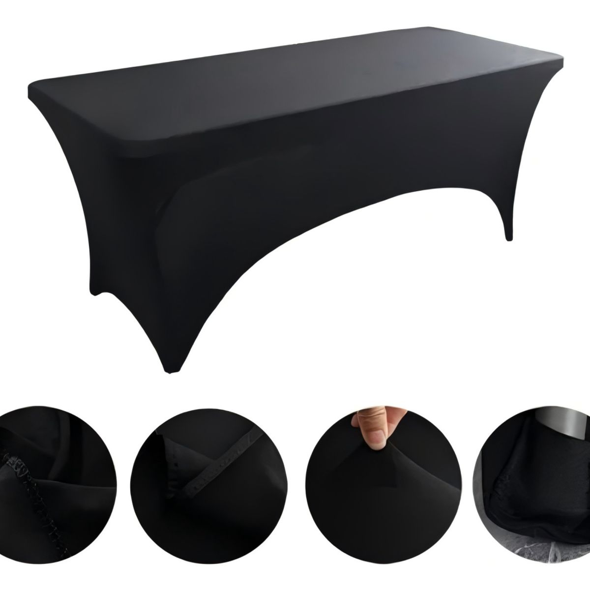 GENERICO - Funda Mesa Rectangular Spandex180x75x75cm negro.