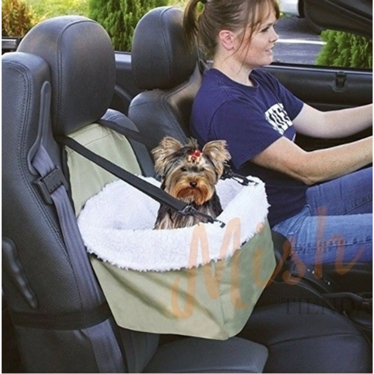 MOVI - Asiento de Auto para Mascotas con Arnés de Seguridad  Cama Elevada para Perros y Gatos