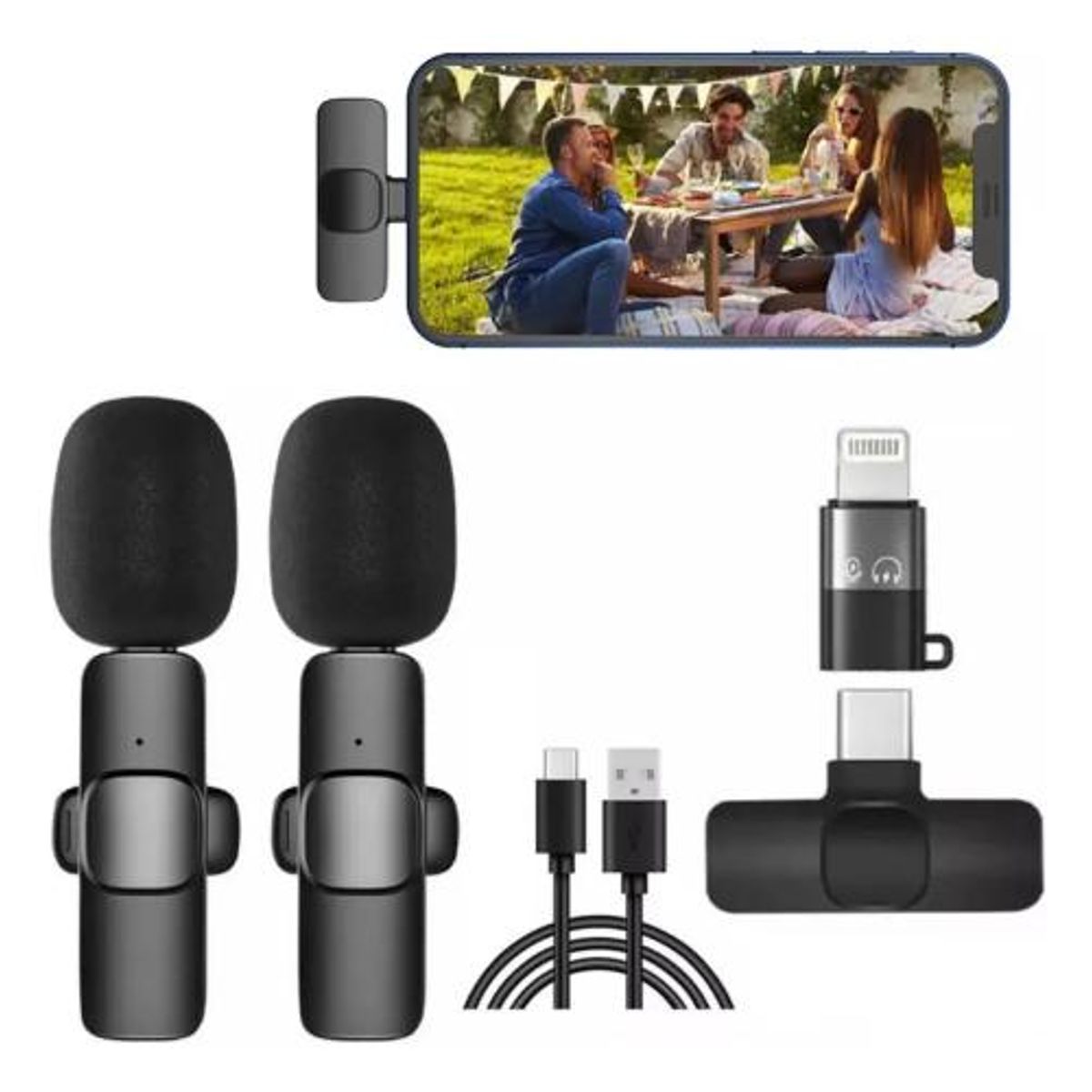 GENERICO - 2 micrófonos de solapa inalámbricos Lavalier para teléfonos USB-C