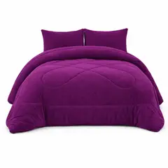 GENERICO - Cobertor invierno con chiporro 2 plazas liso morado