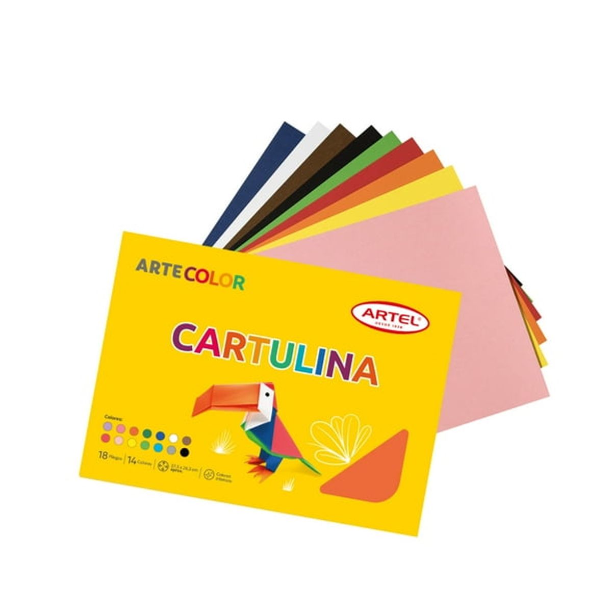 GENERICO - Cartulinas Españolas Carpeta de 10 Pliegos Hojas 10 Colores grandes 25x 36 cm aprox