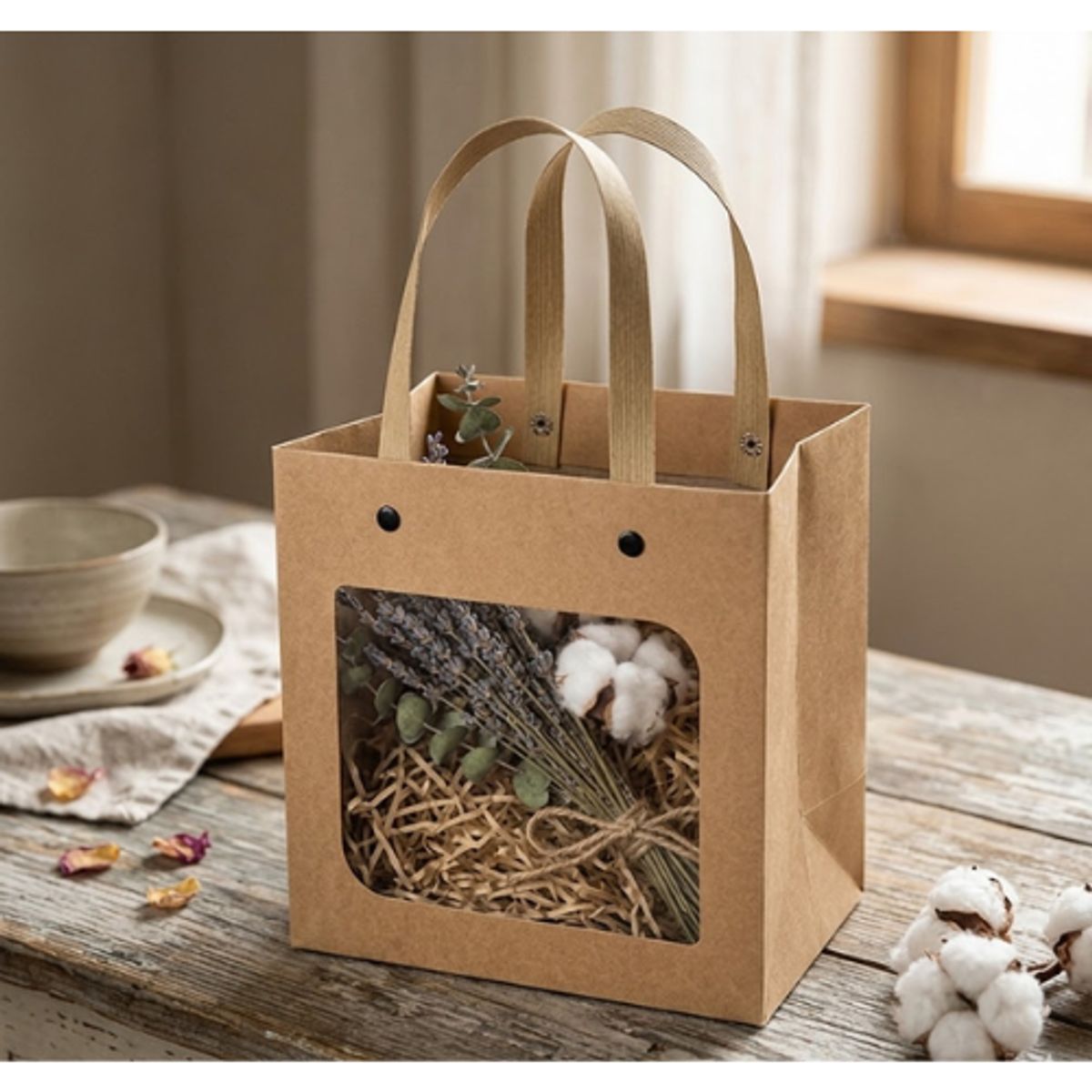 GENERICO - Bolsa De Regalo Color Marron Transparente 10x10x10cm