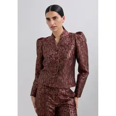 SCALPERS - Blazer Cropped Animal Print Metalizada