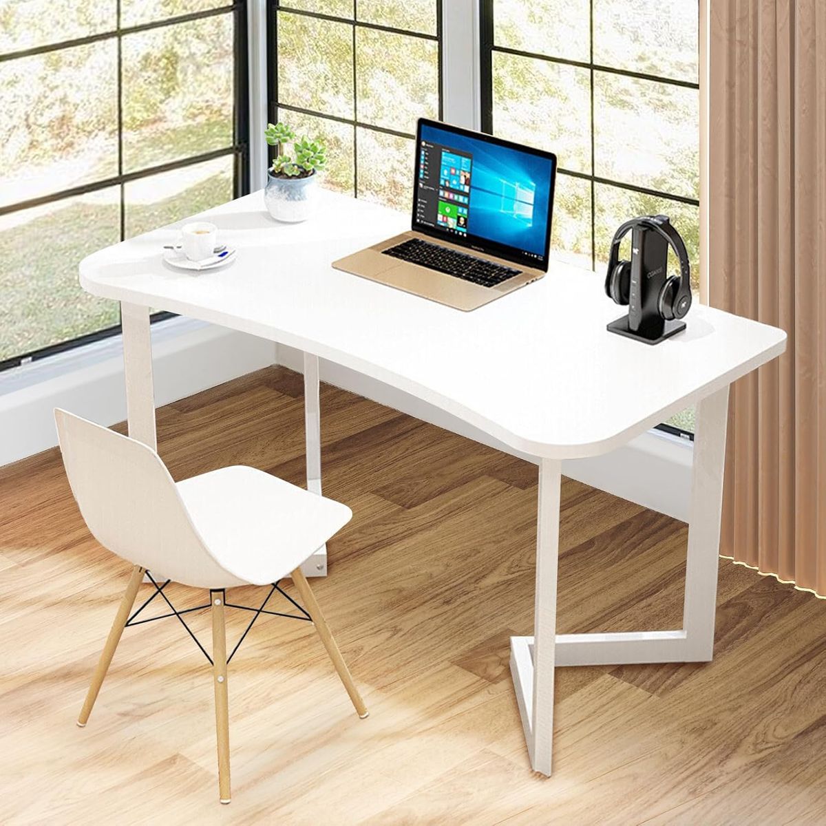 YOMYM - Mesa en forma Office Desk 120×60× 75cm Blanco
