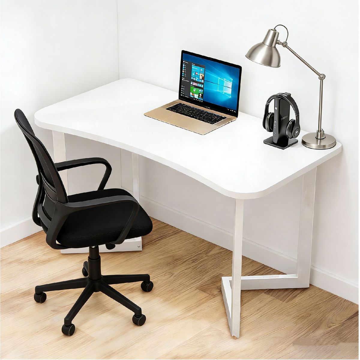 YOMYM - Mesa en forma Office Desk 120×60× 75cm Blanco