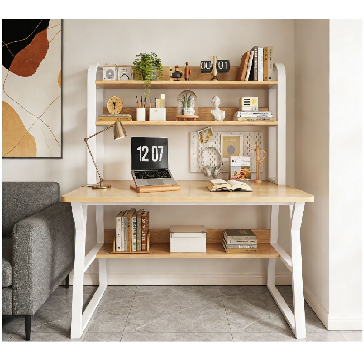YOMYM - Office Desk Escritorio de oficina de cuatro niveles 120×60×147 cm