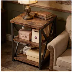 YOMYM - Mesa auxiliar de doble capa 40×40×42cm