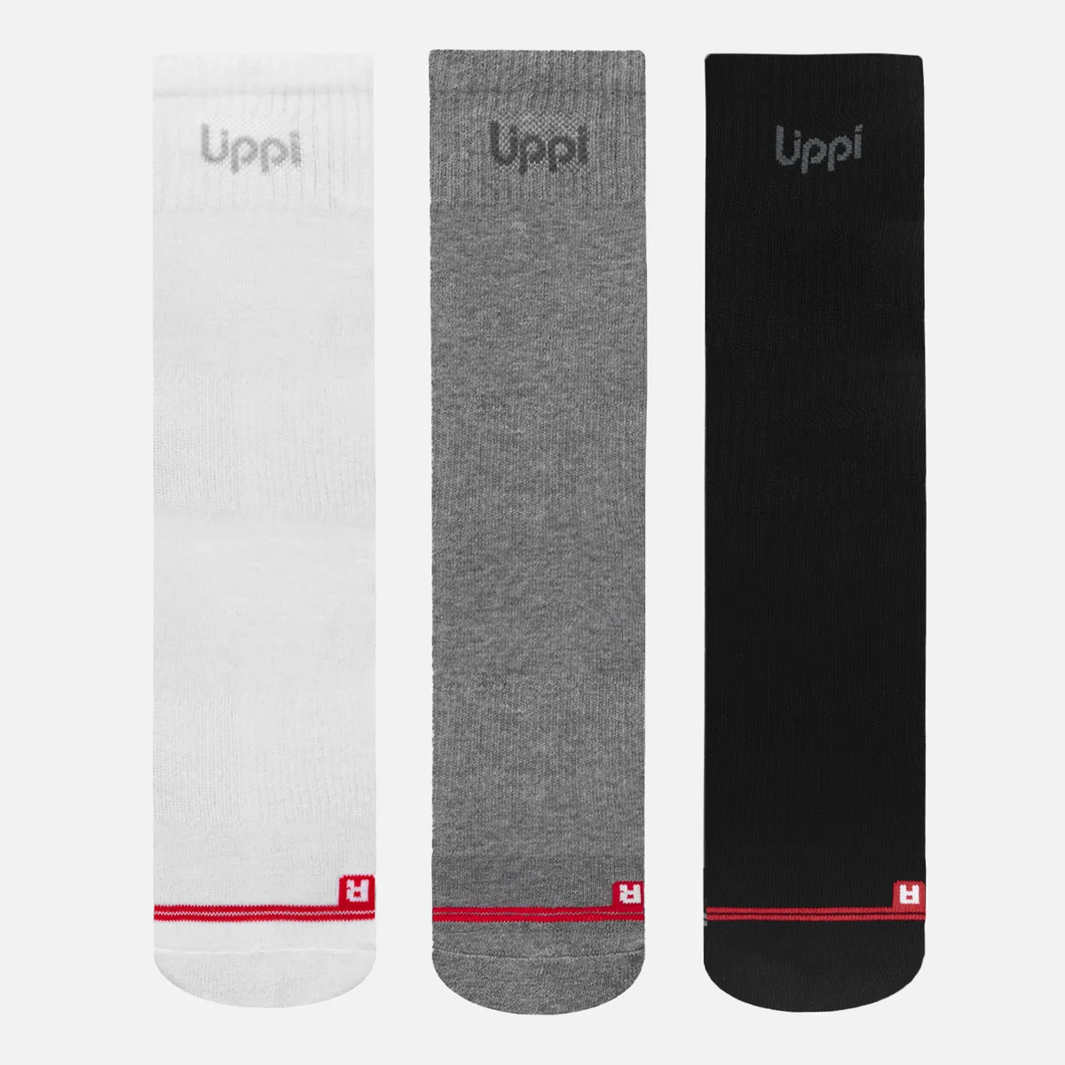 LIPPI - Calcetín Unisex Logo Lippi Pack Long Negro/Blanco/Gris Lippi