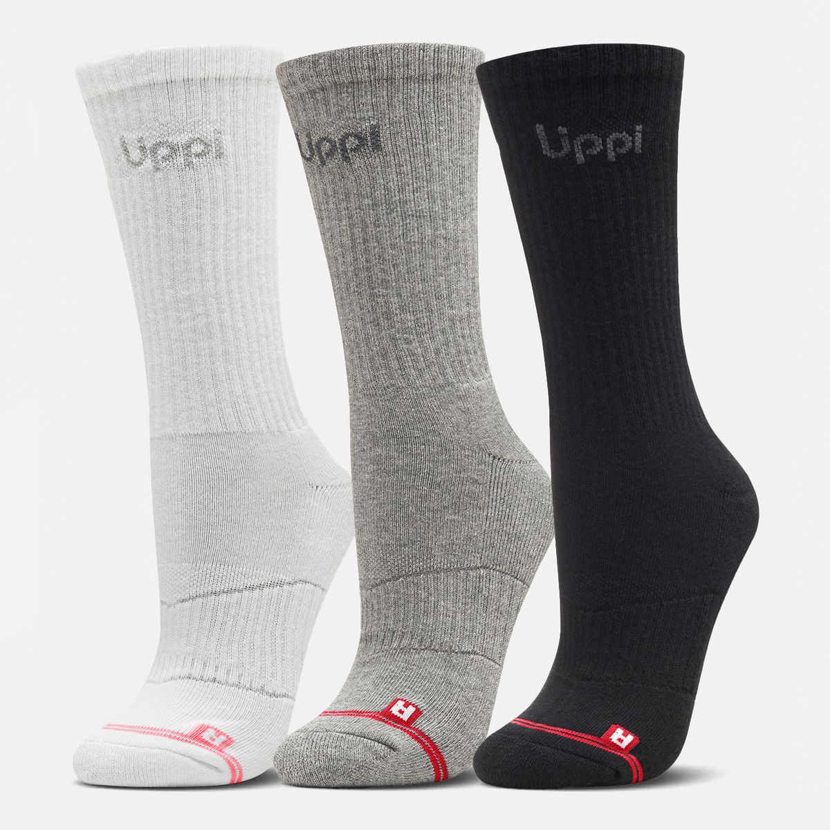 LIPPI - Calcetín Unisex Logo Lippi Pack Long Negro/Blanco/Gris Lippi