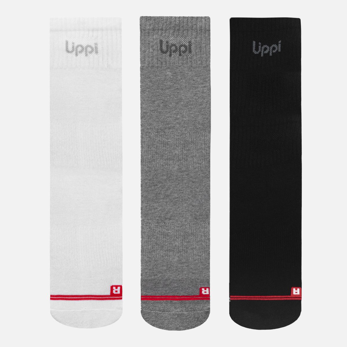 LIPPI - Calcetín Unisex Logo Lippi Pack Long Negro/Blanco/Gris Lippi