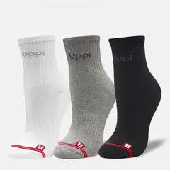 LIPPI - Calcetín Unisex Logo Pack Short Negro/Blanco/Gris