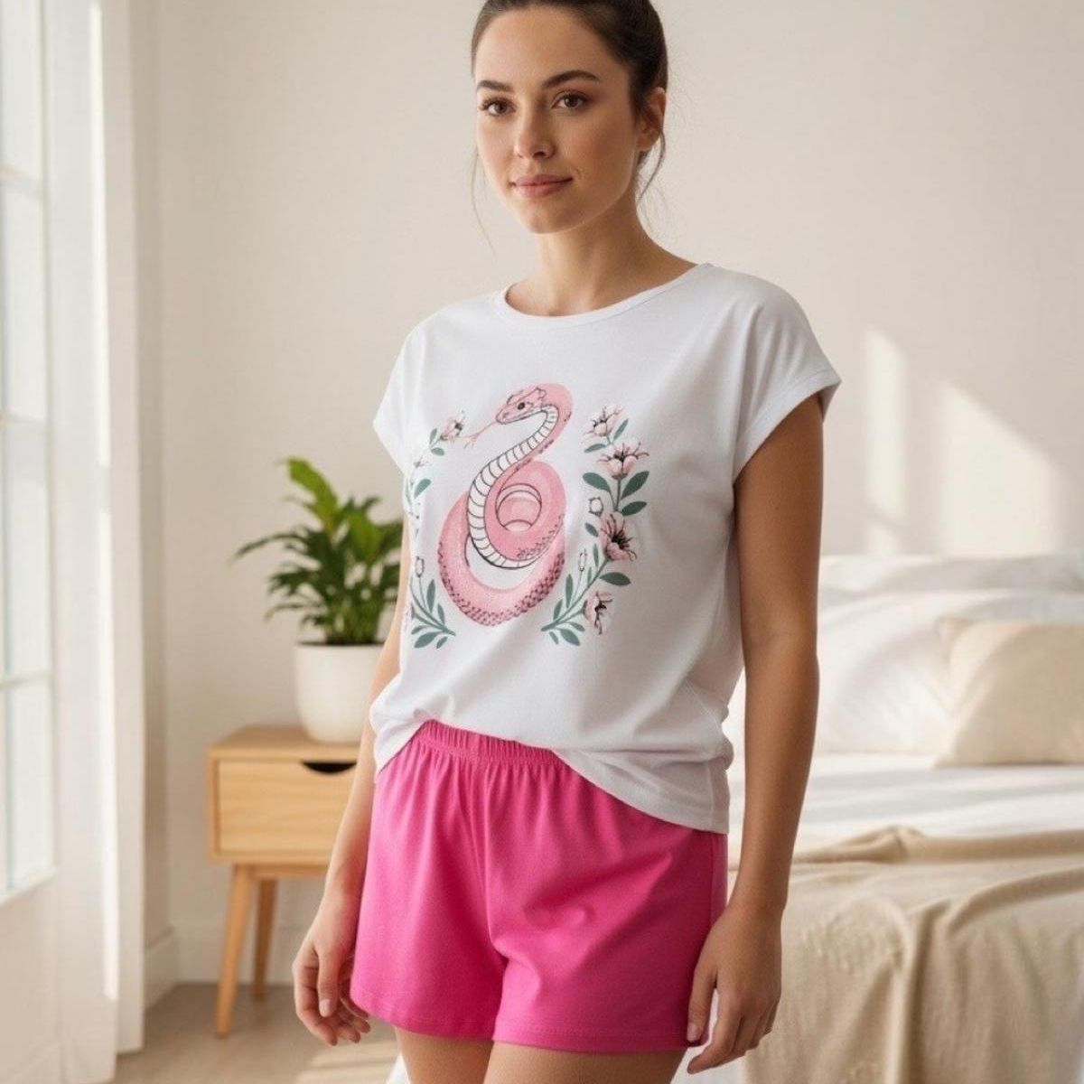 KOWHAI - Pijama Mujer Algodón Estampado Snake