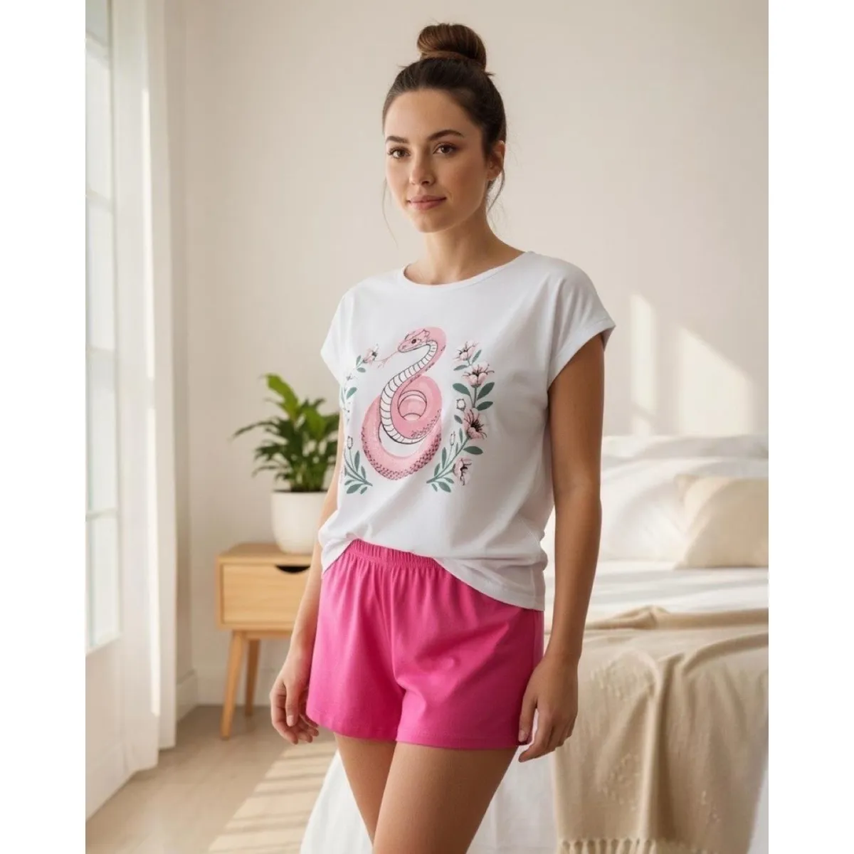 KOWHAI - Pijama Mujer Algodón Estampado Snake