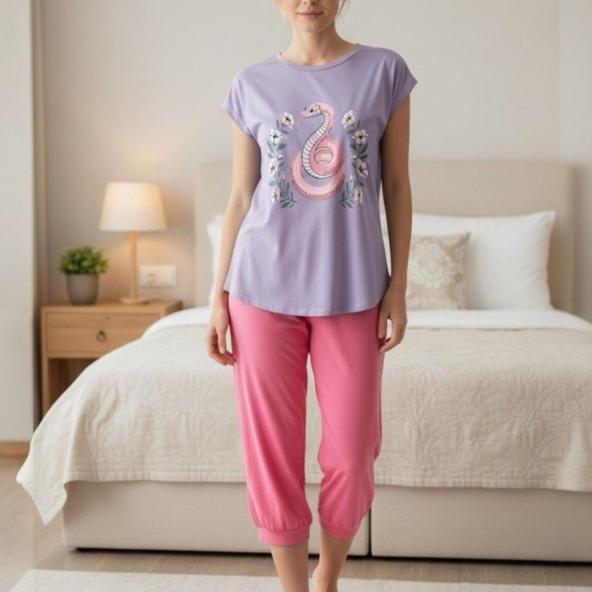 KOWHAI - Pijama Mujer Algodón Estampado Snake