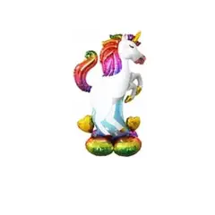 GENERICO - Globo metálico unicornio con base de globo 127x72cm