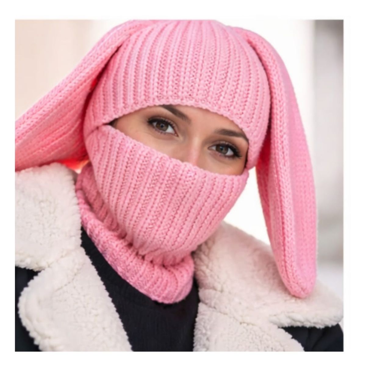 OMAS - Gorro Pasamontañas  Orejas de Conejo - Protección Total y Estilo Kawaii