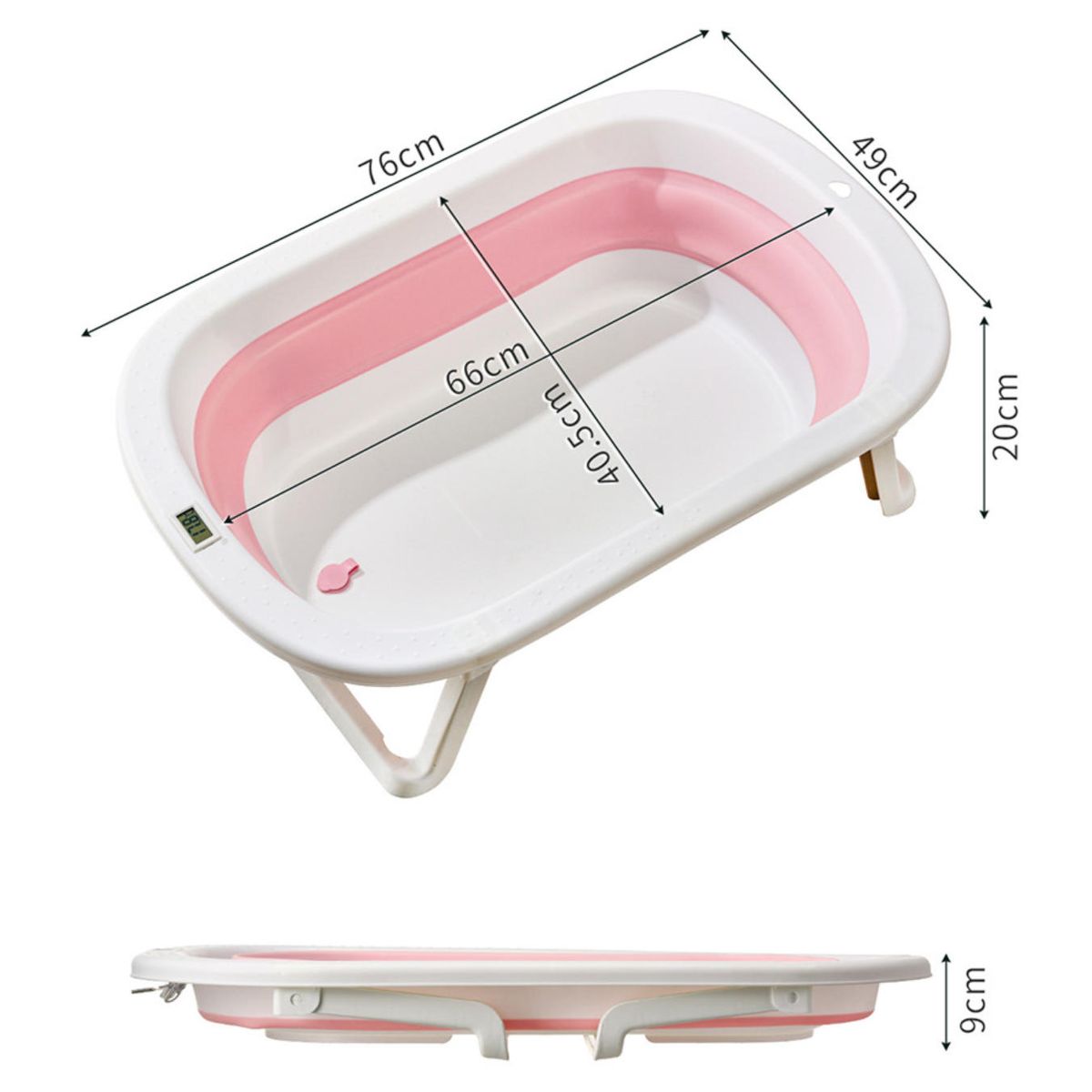 KINDA NICE - Bañera Plegable Con Sensor De Temperatura Inteligente Rosa Rosa