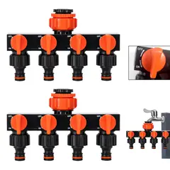 KINDA NICE - 2 Psc Repartidor De Agua De Jardín 4 Vías Con Válvulas