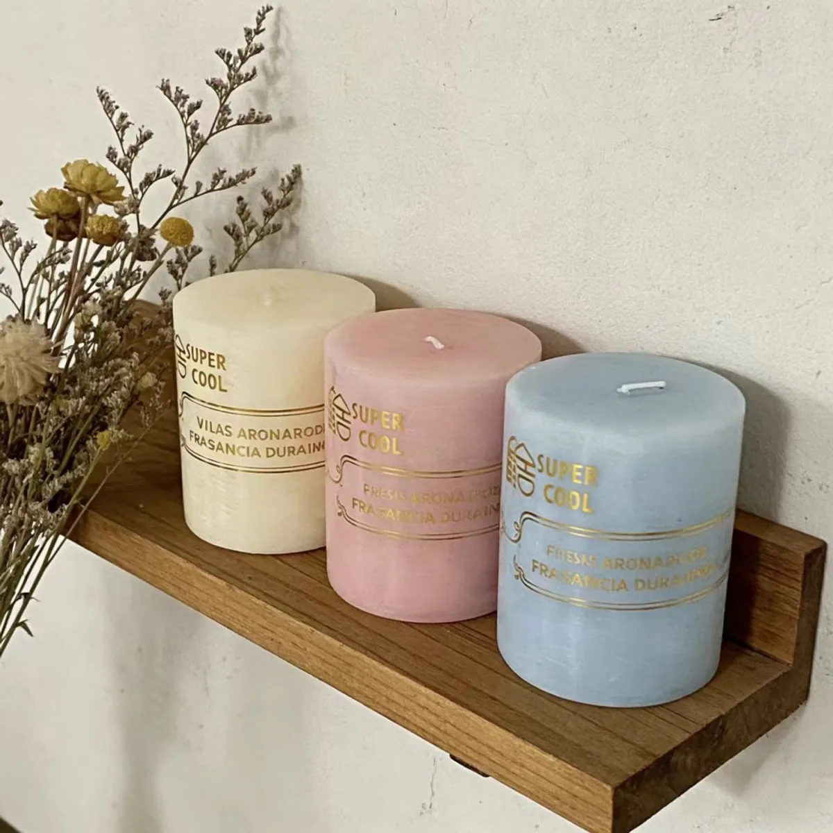 POLASUP - Set 3 Velas de diferentes colores 7×15CM