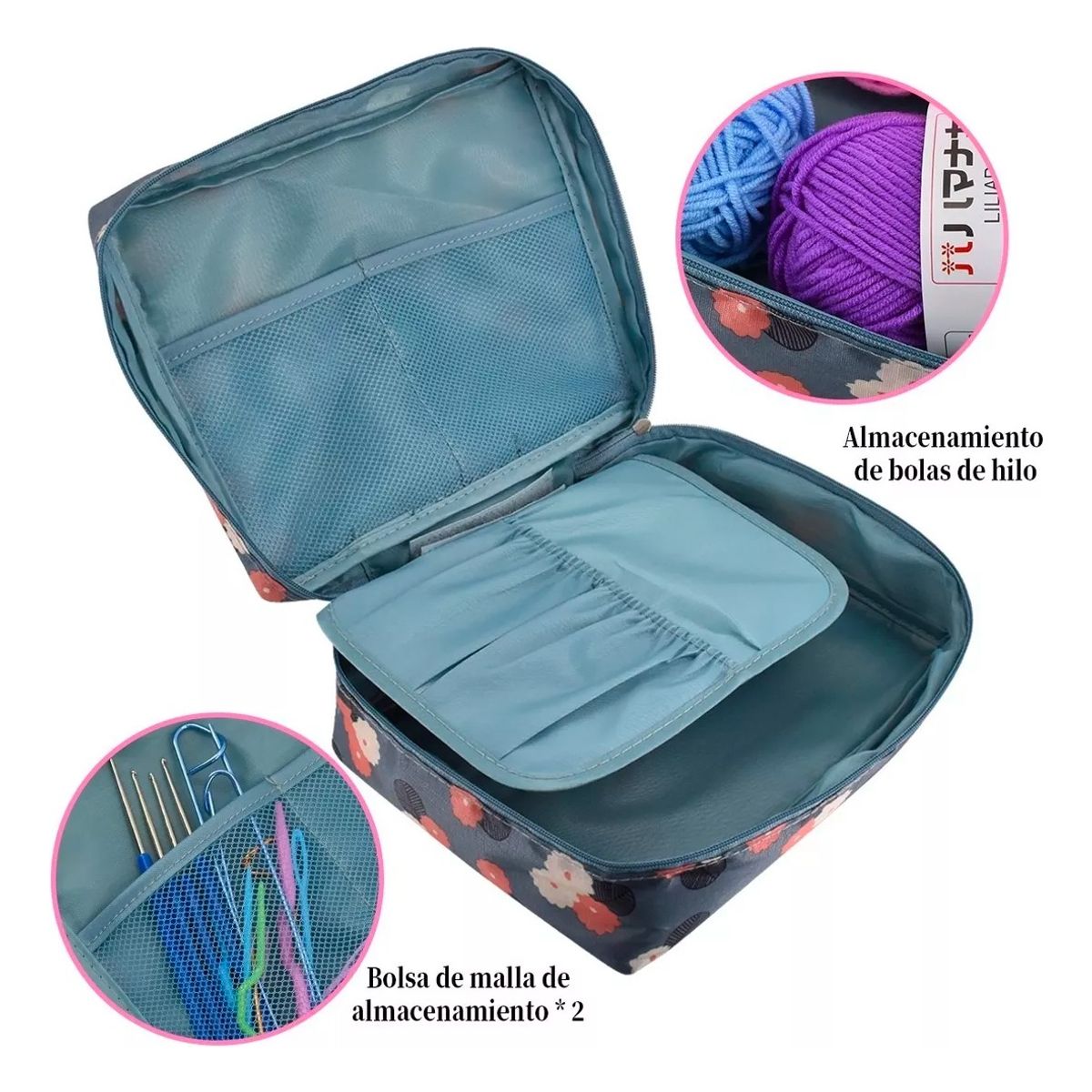GENERICO - Set Con Estuche Crochet Silicona Accesorios Para Tejer