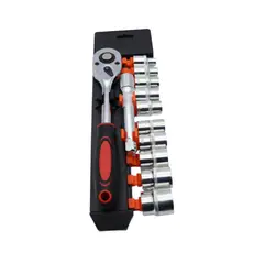 GENERICO - Set de Llaves Ratchet y Dados 1/2" Métricos - 12 Piezas Profesional