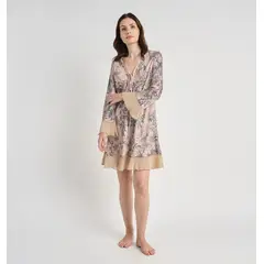 BARBIZON - CAMISOLA MUJER SESGO BEIGE ESTAMPADO