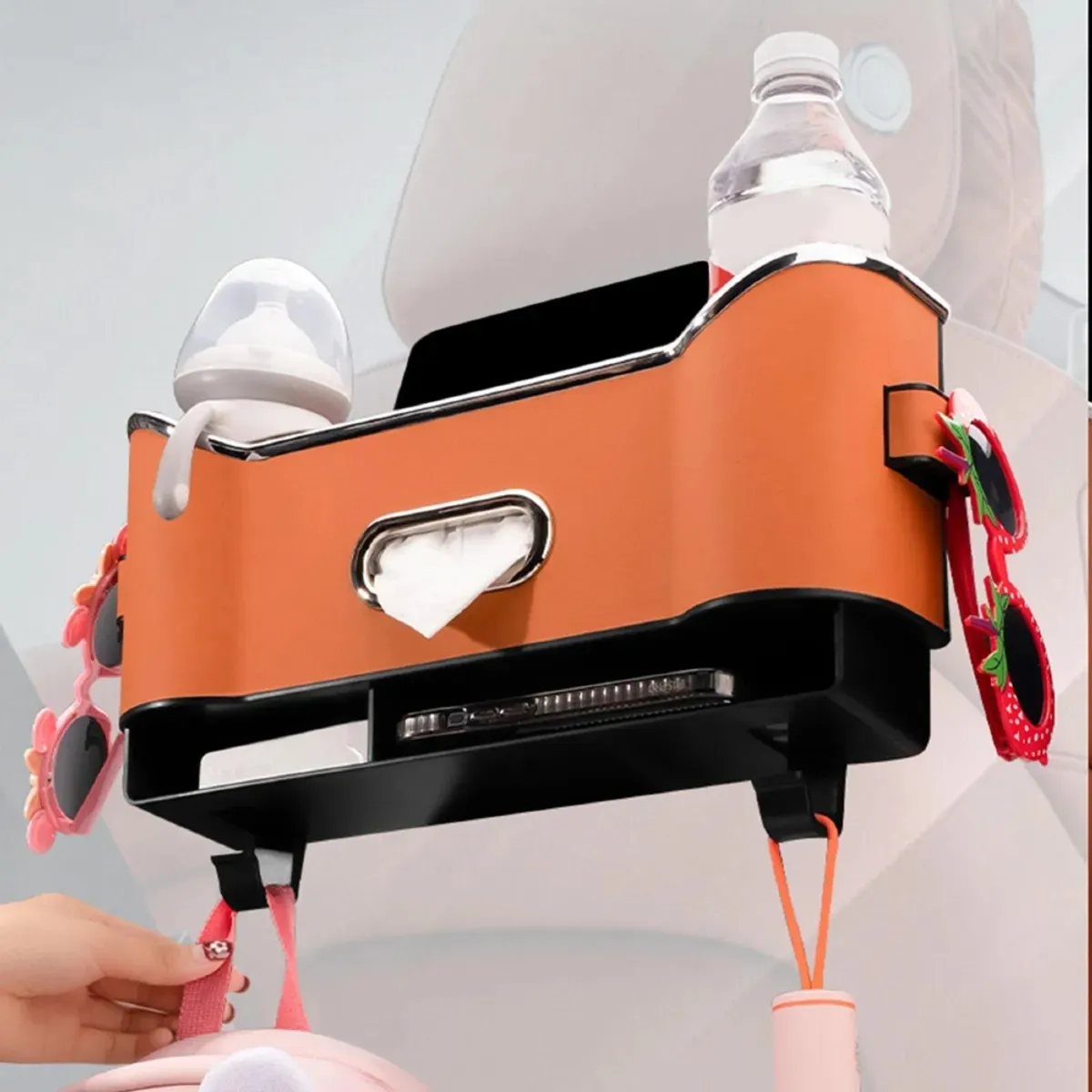 IRM - Organizador Asiento Auto Cuero Lujo Porta Objetos Panuelos Bolsillo Multiuso Trasero FIGOIMPORT